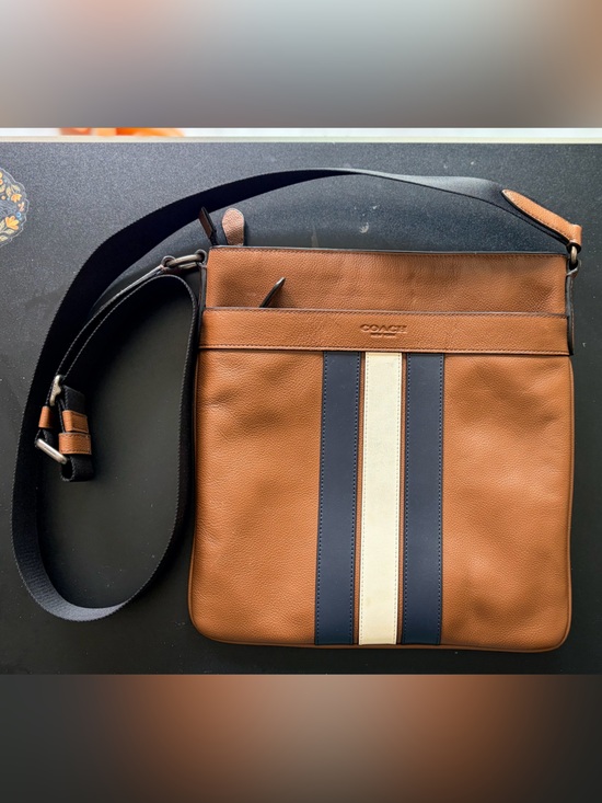 Coach Handbags - *pre-loved* COACH Charles Varsity Stripe
Crossbody Unisex Messenger
Bag Leather